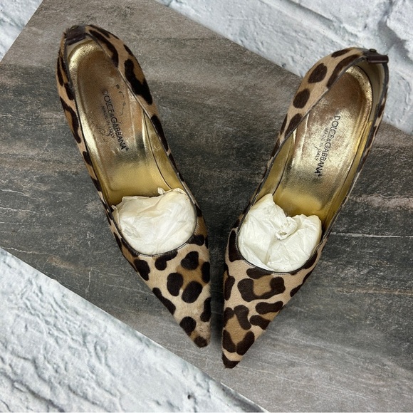 True Vintage Dolce & Gabbana Calf Hair Pointed Heel Pumps Stilettos 39 - 8.5 US - Picture 2 of 6